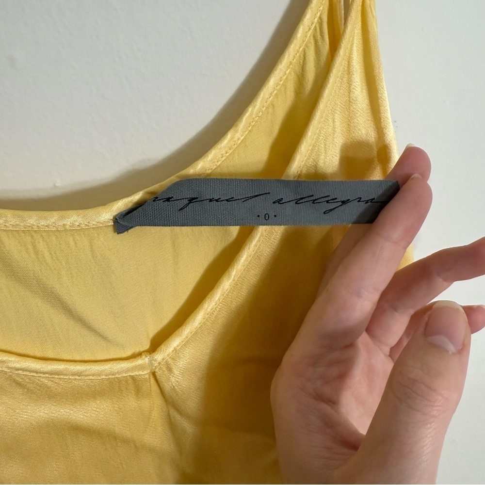 Raquel Allegra Slip Midi Dress Yellow Satin Size Small/4 - Picture 5 of 8